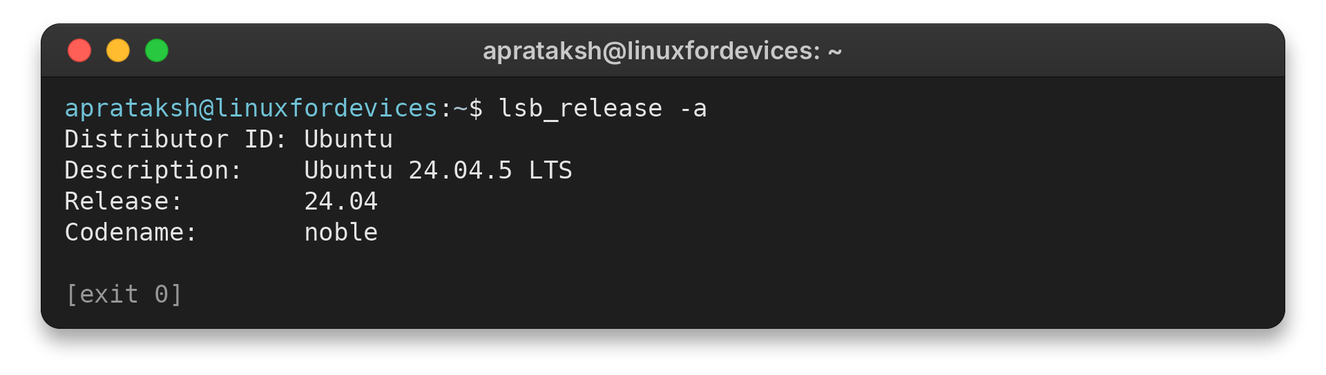 lsb_release output showing Ubuntu release details